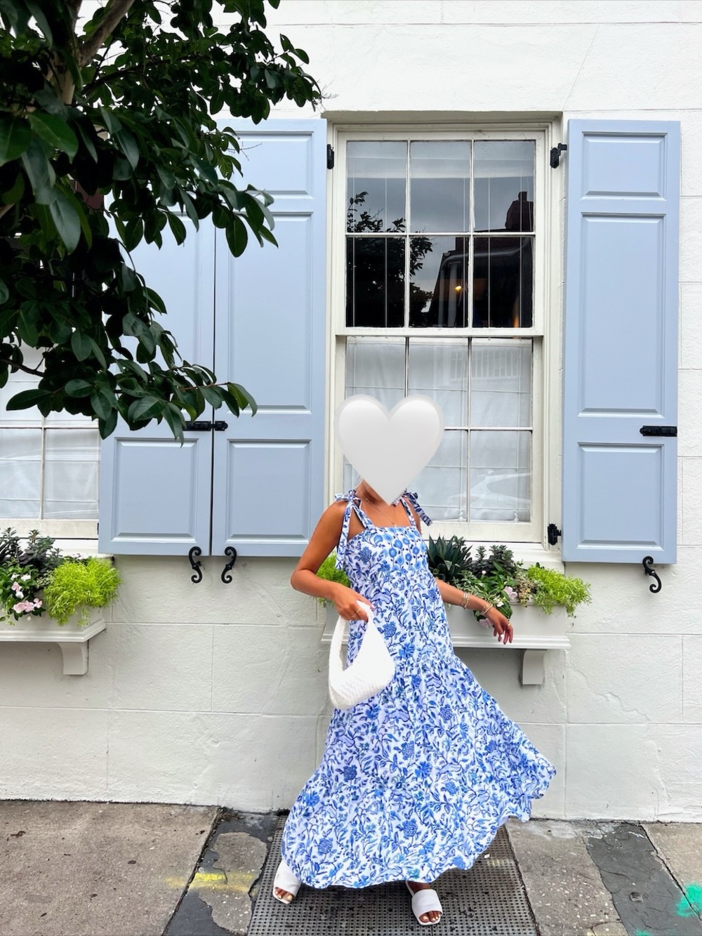 NWT Madison Mathews Blue & White Floral Tie-Shoulder Maxi Dress